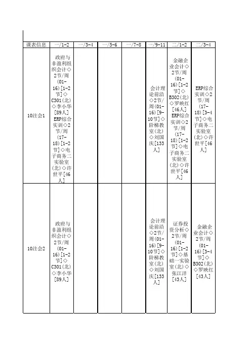会计学院课表