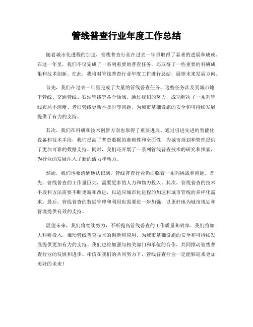 管线普查行业年度工作总结