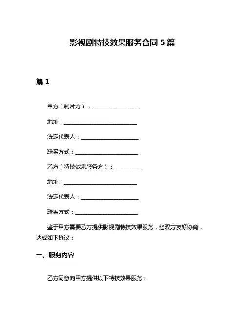 影视剧特技效果服务合同5篇