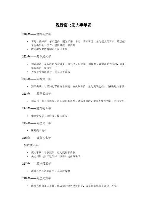 3 魏晋南北朝大事年表
