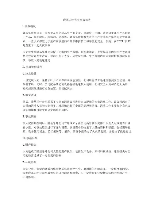 隆基乐叶火灾事故报告