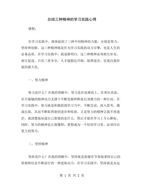 总结三种精神的学习实践心得