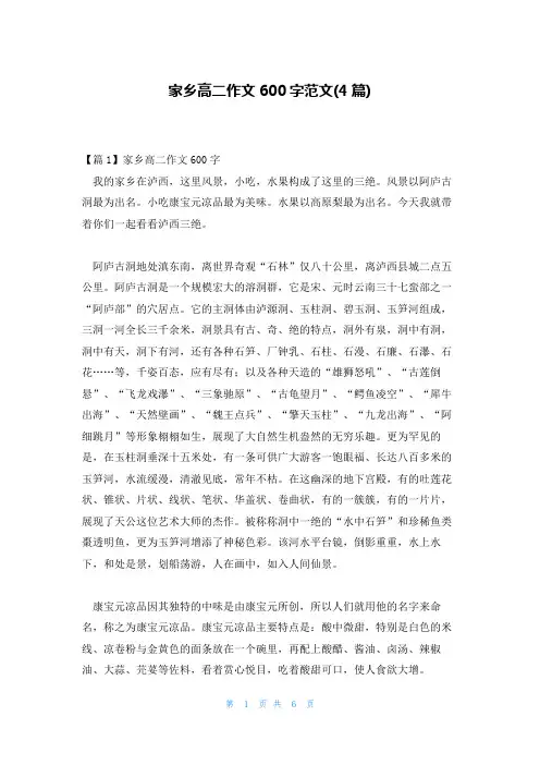 家乡高二作文600字范文(4篇)