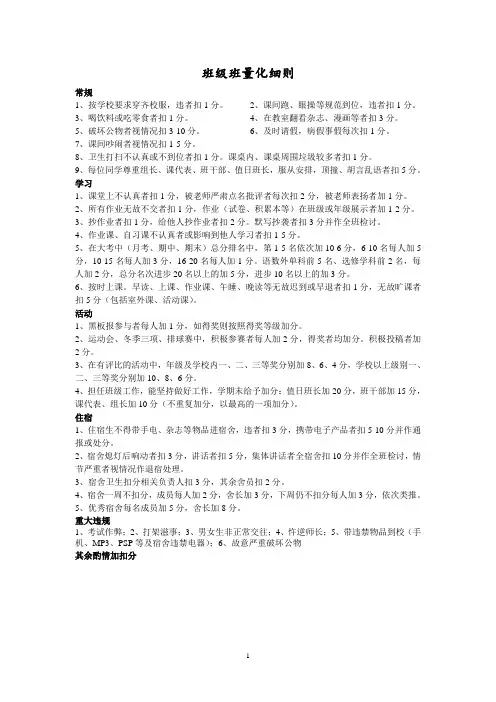 班级量化细则