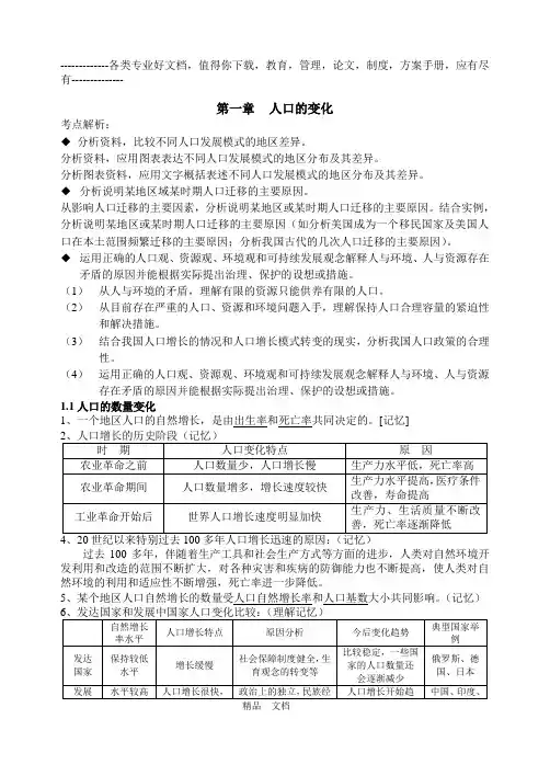 地理必修三湘教版高中地理必修二会考复习提纲