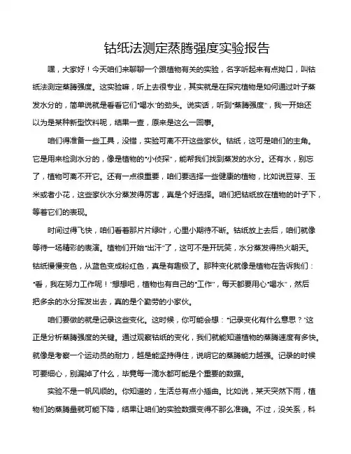 钴纸法测定蒸腾强度实验报告