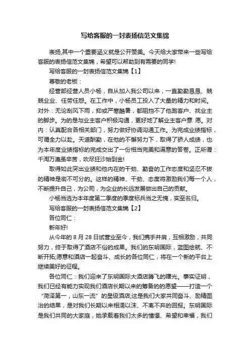 写给客服的一封表扬信范文集锦