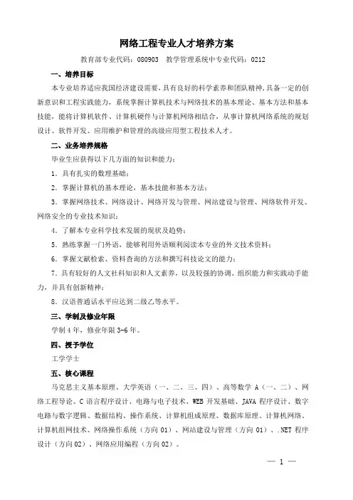 网络工程专业人才培养方案