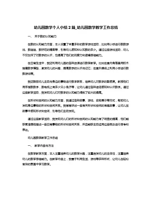 幼儿园数学个人小结2篇_幼儿园数学教学工作总结