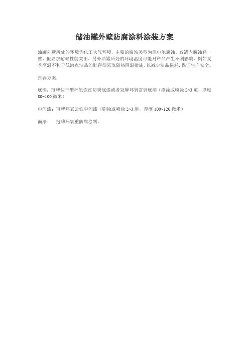 储油罐外壁防腐涂料涂装方案