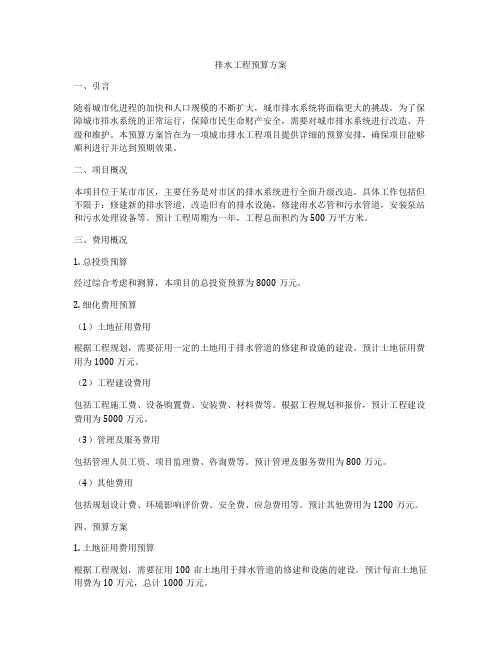 排水工程预算方案