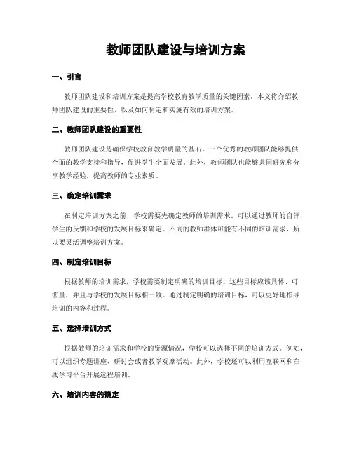 教师团队建设与培训方案