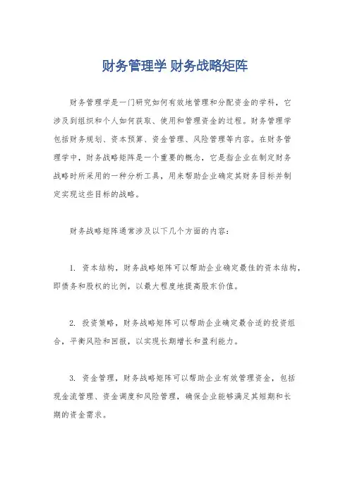 财务管理学 财务战略矩阵