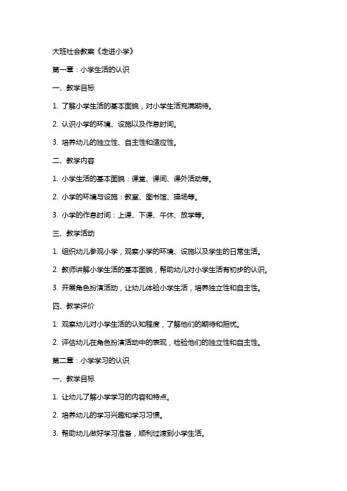 大班社会教案《走进小学》