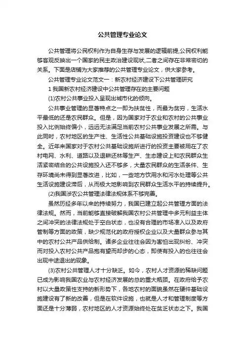 公共管理专业论文