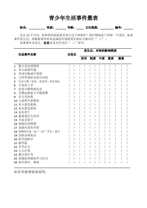 危机干预测量量表