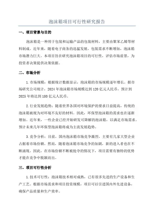 泡沫箱项目可行性研究报告