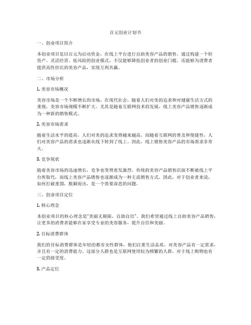 百元创业计划书