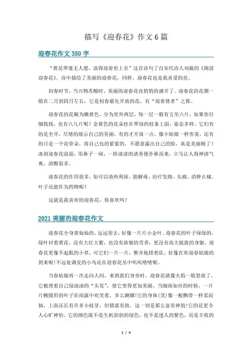 描写《迎春花》作文6篇