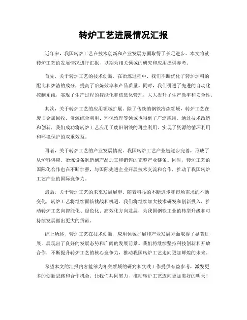 转炉工艺进展情况汇报