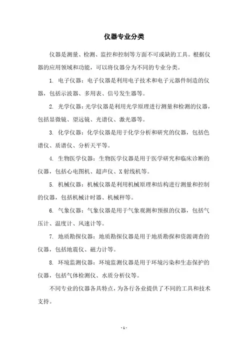 仪器专业分类