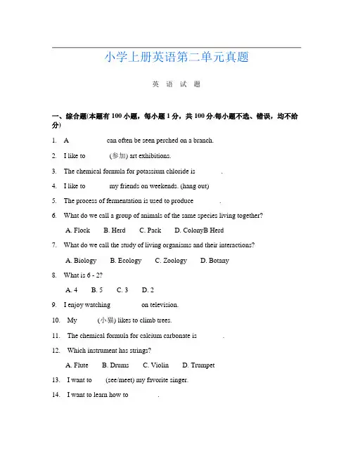 小学上册B卷英语第二单元真题