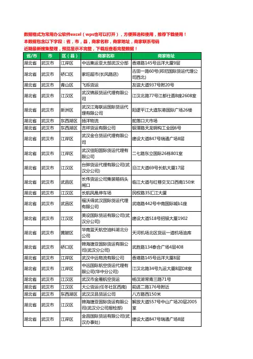 2020新版湖北省武汉市货物运输有限公司工商企业公司商家名录名单黄页联系电话号码地址大全118家