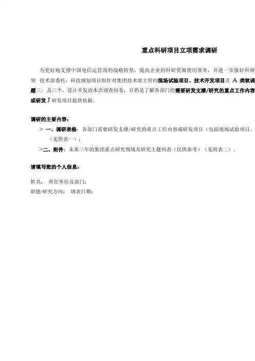 重点研发需求调查表