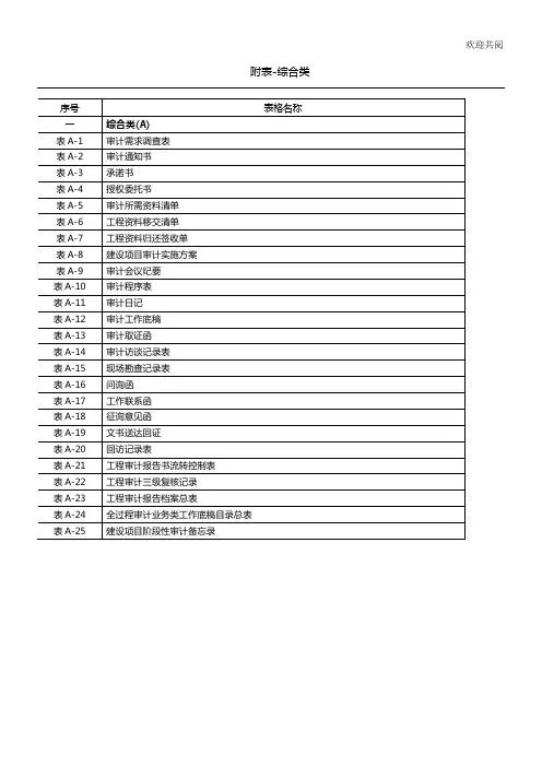 建设项目全过程跟踪审计表格-综合类