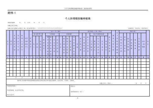《个人所得税扣缴申报表》及填表说明