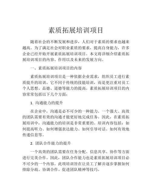 素质拓展培训项目
