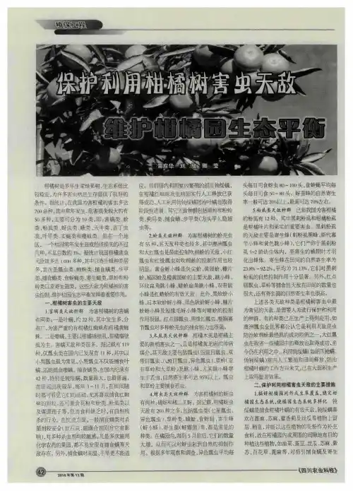 保护利用柑橘树害虫天敌  维护柑橘园生态平衡