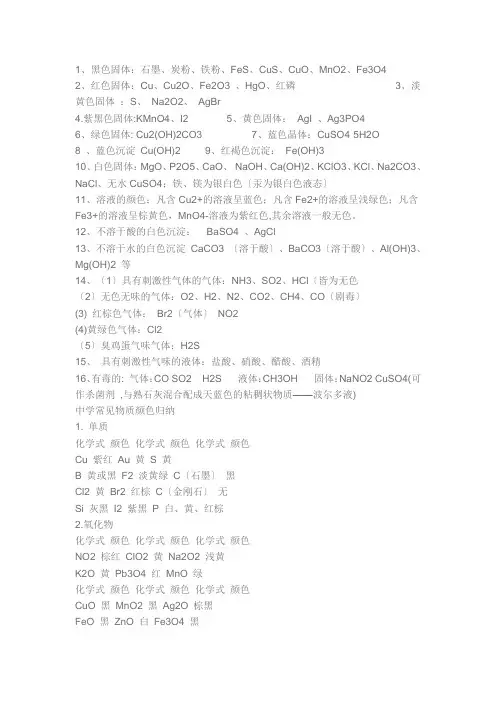 高中常见沉淀