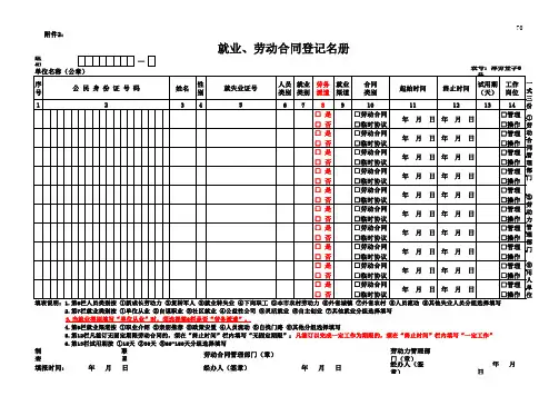 就业、劳动合同登记名册