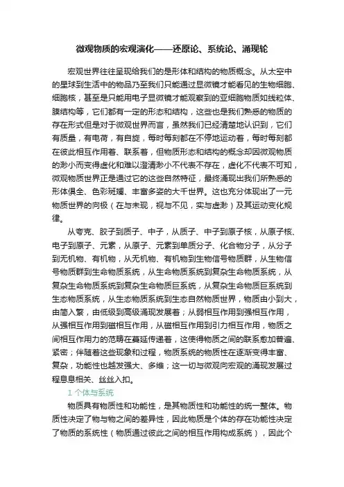 微观物质的宏观演化——还原论、系统论、涌现轮