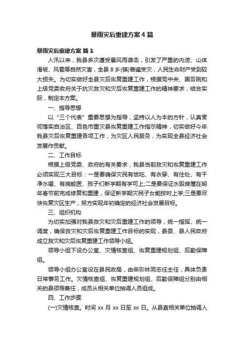 暴雨灾后重建方案4篇