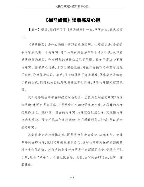 《捅马蜂窝》读后感及心得