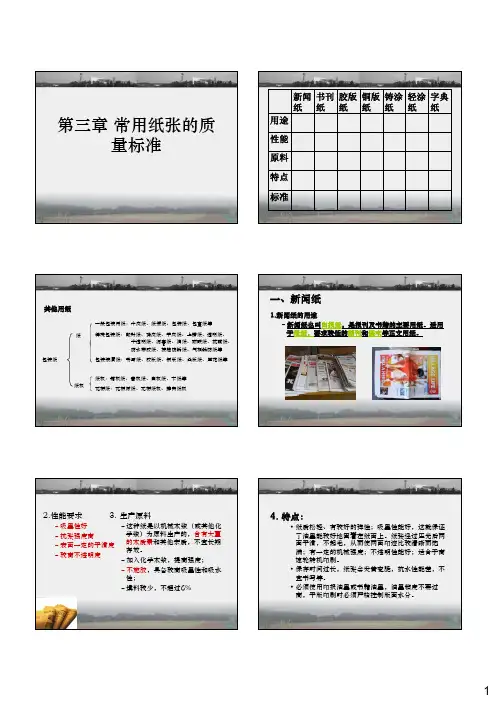S3 常用纸张的质量标准