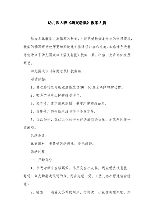 幼儿园大班《猫捉老鼠》教案5篇