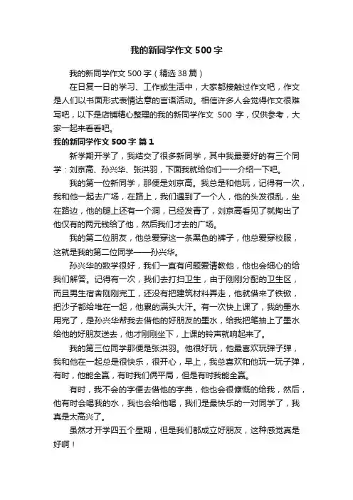 我的新同学作文500字