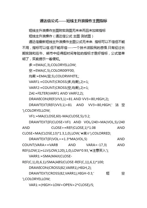 通达信公式——短线主升浪操作主图指标