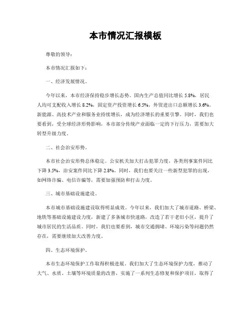 本市情况汇报模板