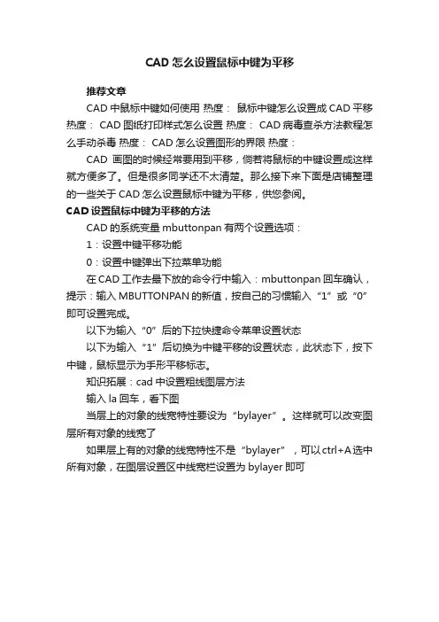 CAD怎么设置鼠标中键为平移