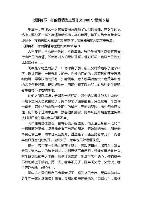 以那份不一样的真情为主题作文800字最新5篇
