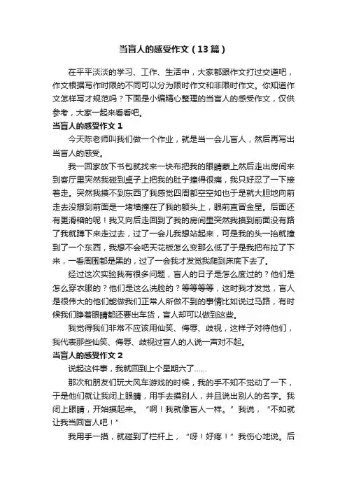 当盲人的感受作文（13篇）