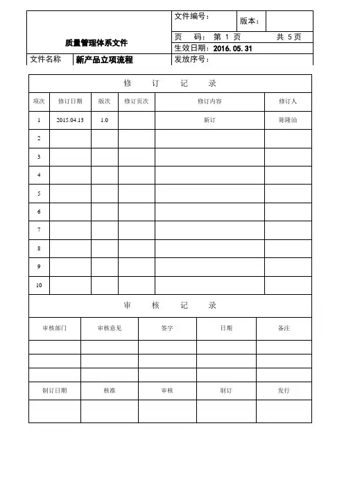 新产品立项流程