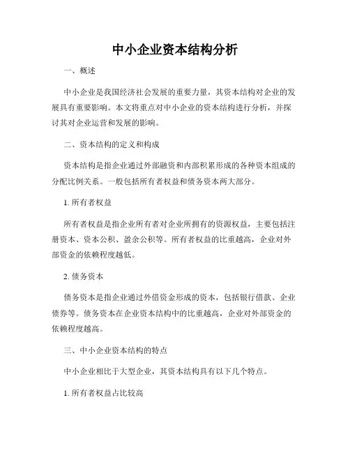 中小企业资本结构分析