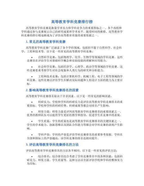 高等教育学科竞赛排行榜