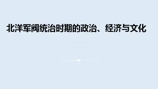 第19课北洋军阀统治时期的政治、经济与文化课件--2024届高三统编版必修中外历史纲要上一轮复习+