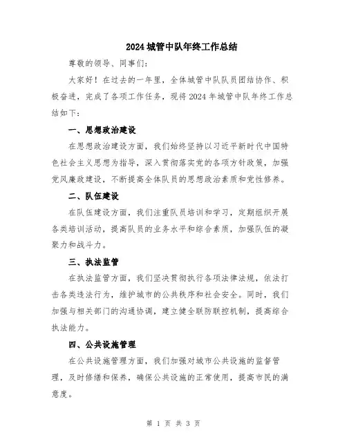 2024城管中队年终工作总结